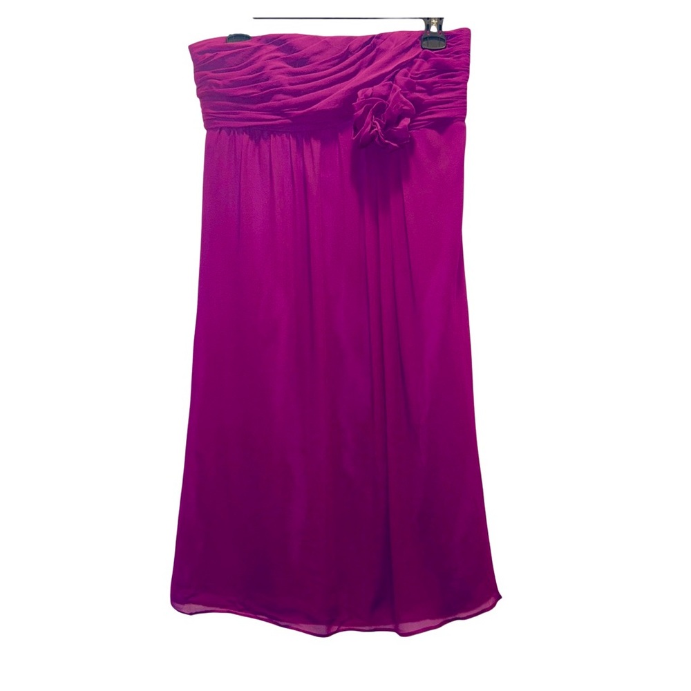 Suzi Chin for Maggy Boutique 100%Silk Strapless Ruched Dress Mulberry Size6